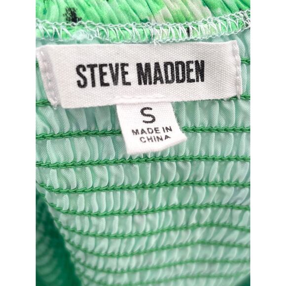 B2 Steve Madden Green Floral Mini Dress Womens Small Long Sleeves Cottagecore - Picture 7 of 7